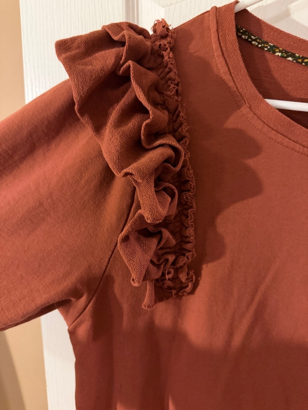 Umgee Ruffled Shoulder Tunic Dress - Rust - Picture 3 of 4
